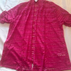 Kim Rogers Fuchsia Open-Front Cardigan